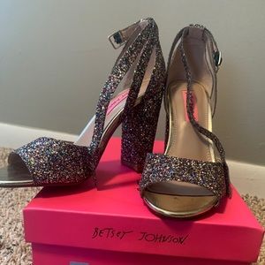 Cute glitter block heels